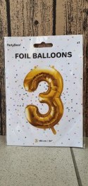 Balon foliowy ,,3'' ZŁOTO 86cm | FB1M-3-019 Partydeco - art.na imprezy Balon foliowy ,,3'' ZŁOTO 86cm | FB1M-3-019 Partydeco - art.na imprezy
