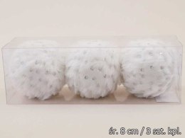 Bombki 3szt BIAŁE WŁOCHATE TG42588 CERAMIC STUDIO-TOPGIFTS