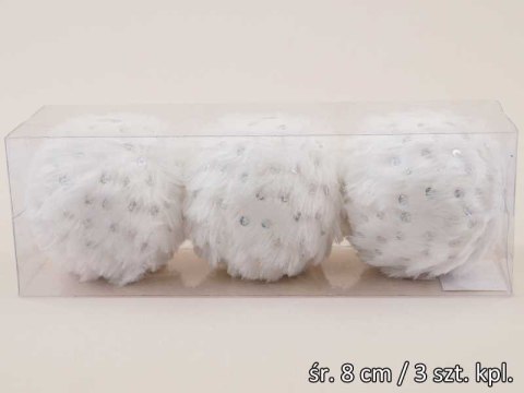 Bombki 3szt BIAŁE WŁOCHATE TG42588 CERAMIC STUDIO-TOPGIFTS Bombki 3szt BIAŁE WŁOCHATE TG42588 CERAMIC STUDIO-TOPGIFTS