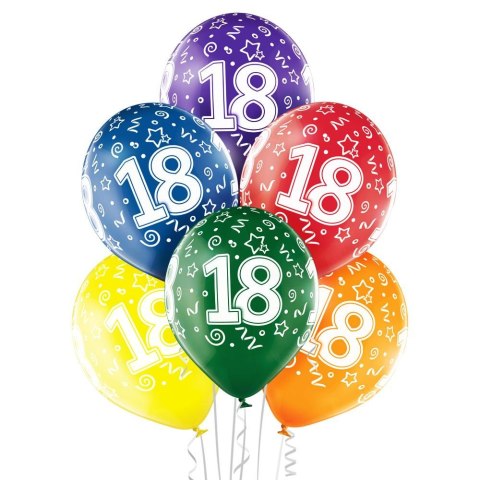 Balony 30 cm "18" urodziny 6 szt. | BN06-405 ALIGA Balony 30 cm "18" urodziny 6 szt. | BN06-405 ALIGA