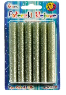 Pałeczki klejowe 6szt. klej SREBRNE BROKAT 11x100mm ALIGA