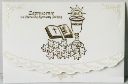 Zaproszenia Komunia Święta 10szt. 3523 GAJO-torebki ,serwetki