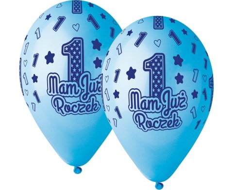 Balony Cyfra 1, MAM JUŻ ROCZEK, niebieskie 33 cm 5 szt. GS120/MJRN GODAN Balony Cyfra 1, MAM JUŻ ROCZEK, niebieskie 33 cm 5 szt. GS120/MJRN GODAN