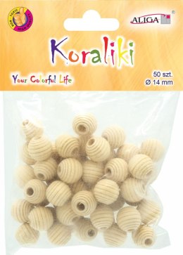 Koraliki drewniane naturalne z tłoczeniami 14mm 50szt. | PJ-0805 ALIGA