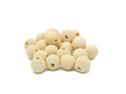Koraliki drewniane naturalne z tłoczeniami 18mm 40szt. | PJ-0812 ALIGA