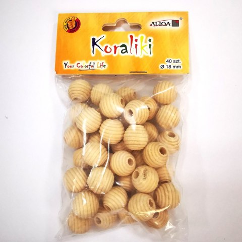 Koraliki drewniane naturalne z tłoczeniami 18mm 40szt. | PJ-0812 ALIGA Koraliki drewniane naturalne z tłoczeniami 18mm 40szt. | PJ-0812 ALIGA