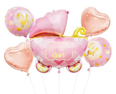 Balony foliowe róż - zestaw wózek 5 szt. | BZ-HWZR GODAN Balony foliowe róż - zestaw wózek 5 szt. | BZ-HWZR GODAN