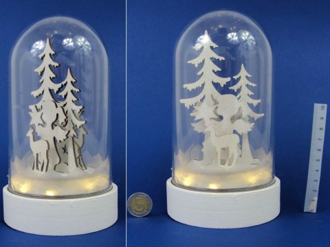 Dekoracja ruchoma led drewno klosz kopułka 2xCR2032; wym. 11x19cm ONE DOLLAR Dekoracja ruchoma led drewno klosz kopułka 2xCR2032; wym. 11x19cm ONE DOLLAR