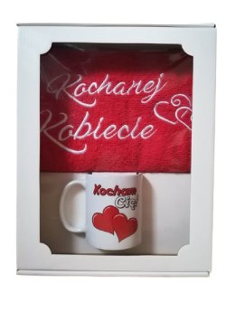 Komplet z czerwonym ręcznikiem Kochanej Kobiecie ETK