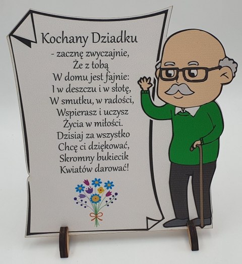 Ramka z życzeniami dla dziadka 16x16cm NAMI-wyroby z drewna Ramka z życzeniami dla dziadka 16x16cm NAMI-wyroby z drewna