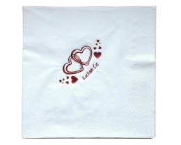 Serwetka 33x33cm Kocham Cię serca - biały 20szt SW-0001 GAJO-torebki ,serwetki
