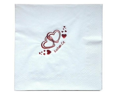 Serwetka 33x33cm Kocham Cię serca - biały 20szt SW-0001 GAJO-torebki ,serwetki Serwetka 33x33cm Kocham Cię serca - biały 20szt SW-0001 GAJO-torebki ,serwetki