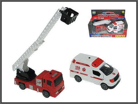 Zest.aut straż pożarna+ambulans na baterie w pudełku HIPO - zabawki Zest.aut straż pożarna+ambulans na baterie w pudełku HIPO - zabawki