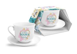 Filiżanka ze spodkiem 400ml Po prostu mama idealna BGtech - śmieszne kubki
