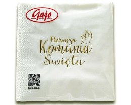 Serwetka 33x33 Komunia Św.- Napis złoty SKN-0001 GAJO-torebki ,serwetki