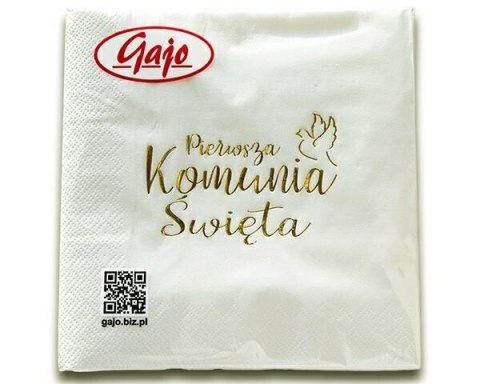 Serwetka 33x33 Komunia Św.- Napis złoty SKN-0001 GAJO-torebki ,serwetki Serwetka 33x33 Komunia Św.- Napis złoty SKN-0001 GAJO-torebki ,serwetki