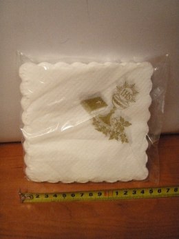 Serwetka ząbkowana biała 15x15 a'100 KOMUNIA SGK-0001 GAJO-torebki ,serwetki