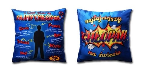 Poduszka 35x35 Z czego składa się fajny chłopak? AARON-humor Poduszka 35x35 Z czego składa się fajny chłopak? AARON-humor