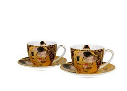 Filiżanki ze spodkami 250ml komplet 2szt. THE KISS BROWN by Gustav Klimt DUO-GIFT