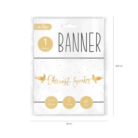 Baner Chrzest Święty złoty 150cm 512074 Party PAL - STOJAKI , BALONY, Baner Chrzest Święty złoty 150cm 512074 Party PAL - STOJAKI , BALONY,