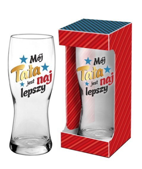 Szklanka do piwa 500ml Mój Tata jest najlepszy BGtech - śmieszne kubki Szklanka do piwa 500ml Mój Tata jest najlepszy BGtech - śmieszne kubki