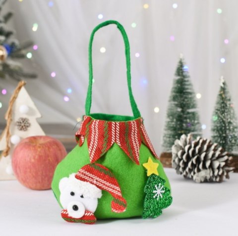 Torebka worek na prezenty 18x16 cm ZIELONO - CZERWONY Z MISIEM XYI-102B 7&7 Torebka worek na prezenty 18x16 cm ZIELONO - CZERWONY Z MISIEM XYI-102B 7&7