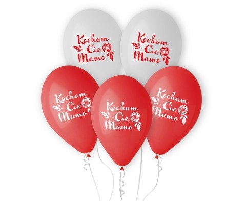 Balony Kocham Cię Mamo 30 cm 5 szt. GODAN