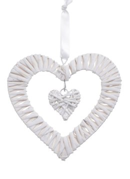 Serce wiklinowe z serduszkiem zawieszka 20 x 20cm 129CAN14798-2 CANEA