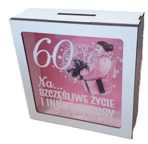 Skarbonka z okienkiem 60 urodziny 18 x 18cm PANI ELEGANT 3301-EPI60 CARGO-anioły Skarbonka z okienkiem 60 urodziny 18 x 18cm PANI ELEGANT 3301-EPI60 CARGO-anioły