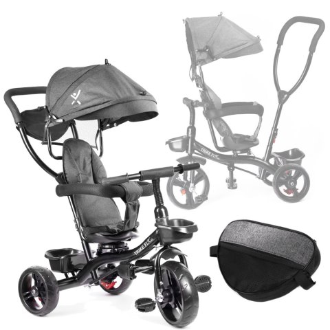 Rowerek trójkołowy Trike Fix Lite 3w1 z daszkiem obracany regulowany spacerówka prowadnik pasy szary Kik Sp. z o. o. Sp. k. Rowerek trójkołowy Trike Fix Lite 3w1 z daszkiem obracany regulowany spacerówka prowadnik pasy szary Kik Sp. z o. o. Sp. k.