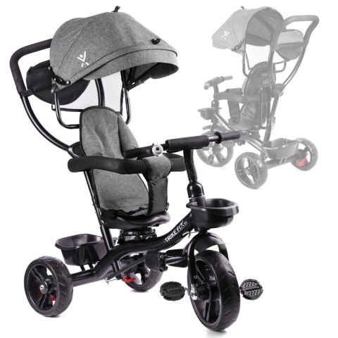 Rowerek trójkołowy Trike Fix Lite 3w1 z daszkiem obracany regulowany spacerówka prowadnik pasy szary Kik Sp. z o. o. Sp. k. Rowerek trójkołowy Trike Fix Lite 3w1 z daszkiem obracany regulowany spacerówka prowadnik pasy szary Kik Sp. z o. o. Sp. k.