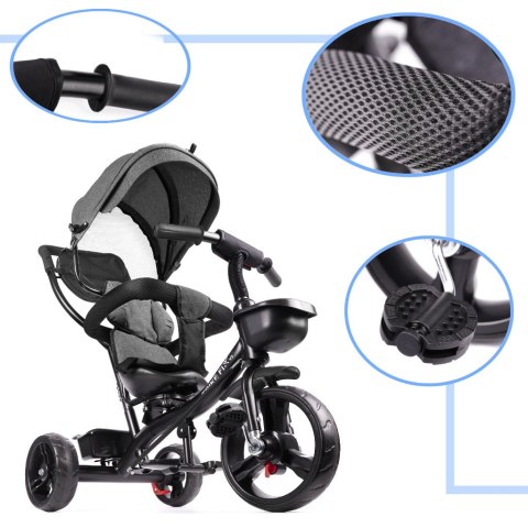 Rowerek trójkołowy Trike Fix Lite 3w1 z daszkiem obracany regulowany spacerówka prowadnik pasy szary Kik Sp. z o. o. Sp. k. Rowerek trójkołowy Trike Fix Lite 3w1 z daszkiem obracany regulowany spacerówka prowadnik pasy szary Kik Sp. z o. o. Sp. k.