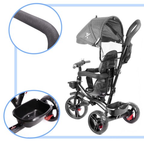 Rowerek trójkołowy Trike Fix Lite 3w1 z daszkiem obracany regulowany spacerówka prowadnik pasy szary Kik Sp. z o. o. Sp. k. Rowerek trójkołowy Trike Fix Lite 3w1 z daszkiem obracany regulowany spacerówka prowadnik pasy szary Kik Sp. z o. o. Sp. k.