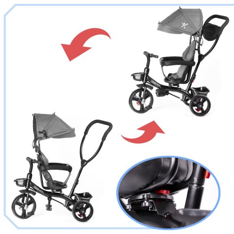 Rowerek trójkołowy Trike Fix Lite 3w1 z daszkiem obracany regulowany spacerówka prowadnik pasy szary Kik Sp. z o. o. Sp. k. Rowerek trójkołowy Trike Fix Lite 3w1 z daszkiem obracany regulowany spacerówka prowadnik pasy szary Kik Sp. z o. o. Sp. k.