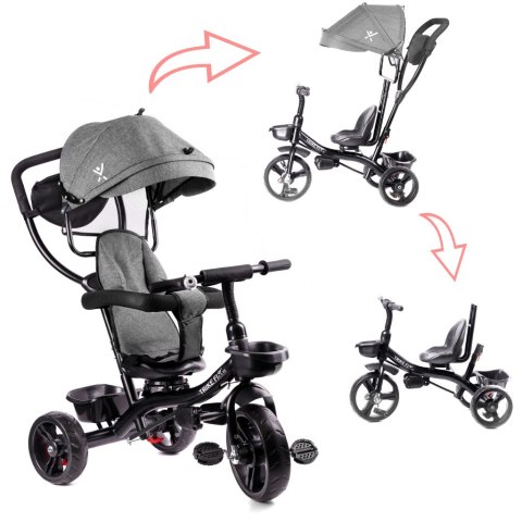 Rowerek trójkołowy Trike Fix Lite 3w1 z daszkiem obracany regulowany spacerówka prowadnik pasy szary Kik Sp. z o. o. Sp. k. Rowerek trójkołowy Trike Fix Lite 3w1 z daszkiem obracany regulowany spacerówka prowadnik pasy szary Kik Sp. z o. o. Sp. k.
