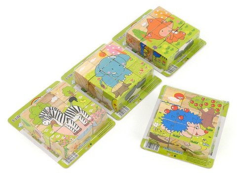 Układanka drewniana 10x10cm kwadratowe kostki 3,5x3,5cm z obrazkami zwierząt, 4 różne obrazki ADAR Układanka drewniana 10x10cm kwadratowe kostki 3,5x3,5cm z obrazkami zwierząt, 4 różne obrazki ADAR