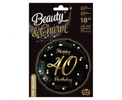 Balon foliowy B&C Happy 40 Birthday, czarny, nadruk złoty, 18" FG-O40Z GODAN Balon foliowy B&C Happy 40 Birthday, czarny, nadruk złoty, 18" FG-O40Z GODAN