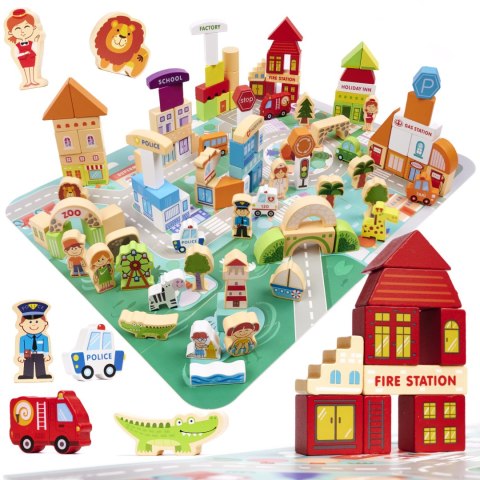Klocki drewniane edukacyjne miasto puzzle 120el. Kik Sp. z o. o. Sp. k. Klocki drewniane edukacyjne miasto puzzle 120el. Kik Sp. z o. o. Sp. k.