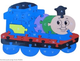 Drewniane puzzle pociąg Tomek ok.24 cm. (P642B4) NAMI-wyroby z drewna