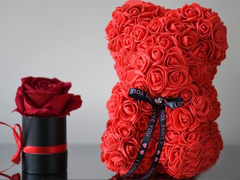 Miś z płatków róż prezent duży pudełko rose XL 25cm | 01903 VERK GROUP Miś z płatków róż prezent duży pudełko rose XL 25cm | 01903 VERK GROUP