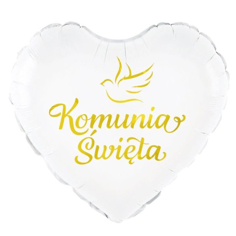 Balon foliowy biały serce Komunia Święta Gołąbek 45 cm 127582 Party PAL - STOJAKI , BALONY, Balon foliowy biały serce Komunia Święta Gołąbek 45 cm 127582 Party PAL - STOJAKI , BALONY,