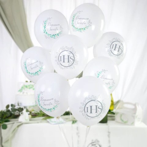Balony komunijne biodegradowalne Eukaliptus srebrny 12cali 6szt. zestaw 131886 Party PAL - STOJAKI , BALONY, Balony komunijne biodegradowalne Eukaliptus srebrny 12cali 6szt. zestaw 131886 Party PAL - STOJAKI , BALONY,