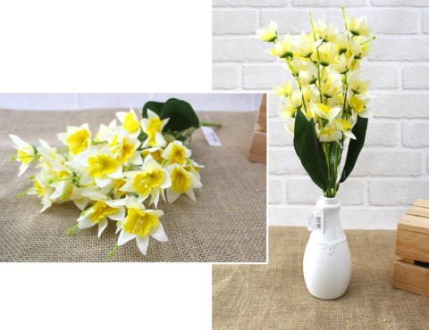 Bukiet 2szt żonkil drobne kwiatki wys. 45 cm, 5 łodyg (kwiat 6 x 1 cm) BIAŁO-ŻÓŁTY KZI-22101 7&7 Bukiet 2szt żonkil drobne kwiatki wys. 45 cm, 5 łodyg (kwiat 6 x 1 cm) BIAŁO-ŻÓŁTY KZI-22101 7&7