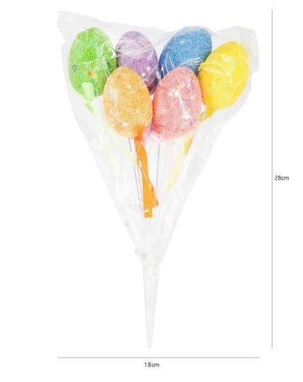 Dekoracja wielkanocna Pisanki na piku mix kolorów 6szt. 149003 Party PAL - STOJAKI , BALONY, Dekoracja wielkanocna Pisanki na piku mix kolorów 6szt. 149003 Party PAL - STOJAKI , BALONY,
