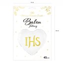 Balon foliowy serce IHS biało-złoty 45cm 127575 Party PAL - STOJAKI , BALONY, Balon foliowy serce IHS biało-złoty 45cm 127575 Party PAL - STOJAKI , BALONY,