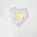 Balon foliowy serce IHS biało-złoty 45cm 127575 Party PAL - STOJAKI , BALONY, Balon foliowy serce IHS biało-złoty 45cm 127575 Party PAL - STOJAKI , BALONY,