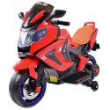 NAJNOWSZY MOTOR ŚCIGACZ, ŚWIECĄCE KOŁA, PANEL, DŹWIĘKI, SKÓRA/3188FL Import SUPER-TOYS