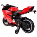 NAJNOWSZY WIELKI MOTOR ŚCIGACZ , ŚWIECĄCE KOŁA, PANEL, DŹWIĘKI, SKÓRA, GAZ W MANETCE/FT8728 Import SUPER-TOYS