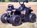 MEGA QUAD NA AKUMULATOR, MIĘKKIE KOŁA, MIĘKKIE SIEDZENIE, AMORTYZATORY/JS009 Import SUPER-TOYS